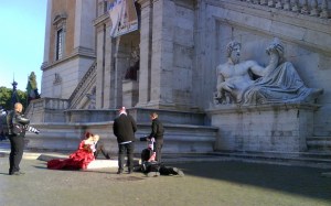 Newly weds posing like sculpture