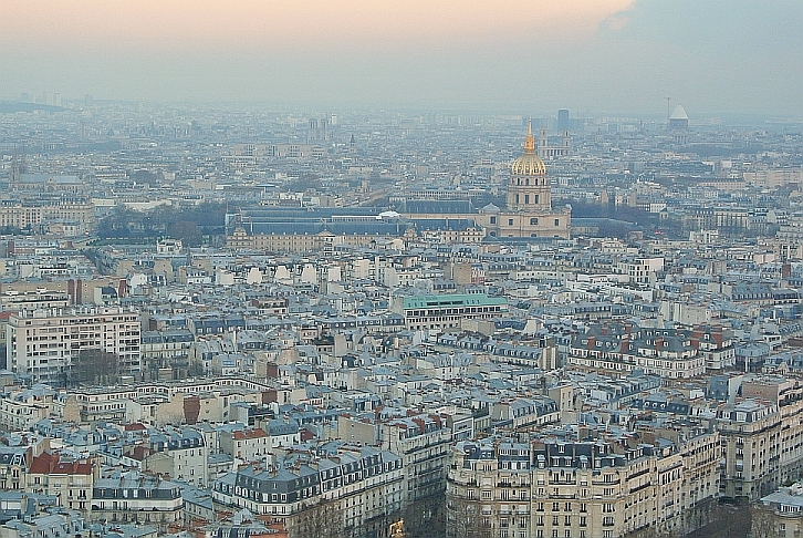 Sunset view from the Eiffel tower's second floor