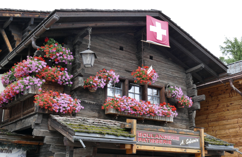 Typical chalet in Grimentz, Val d'Anniviers, Valais.